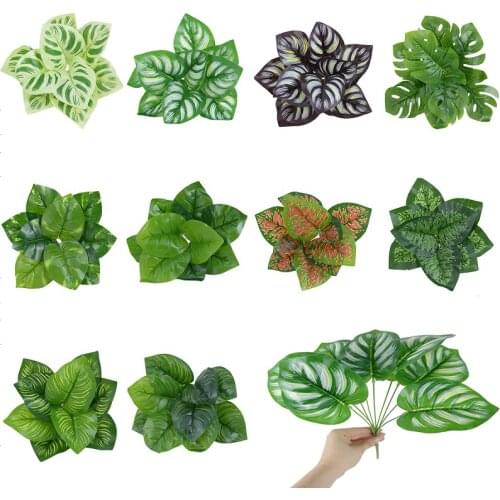 1Pc Silk Cloth Artificial Turtle Leaf Bunch Green Fake Plant DIY Birthday Wedding Home Party Garden Decor Supplies Shooting Prop