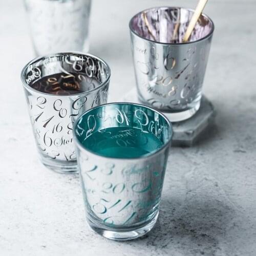 1pcs Wine Patry Beer Coupes Colored Cocktail Glass Champagne Flutes Plating Cup Goblet Electroplated Letters Wine Glasses