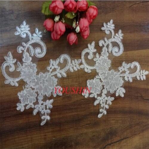 10Pcs 20X 18cm Ivory Delicate Wedding Veil Head Ornaments Lace Applique Lace Trim Dress DIY Lace Accessories BD0046
