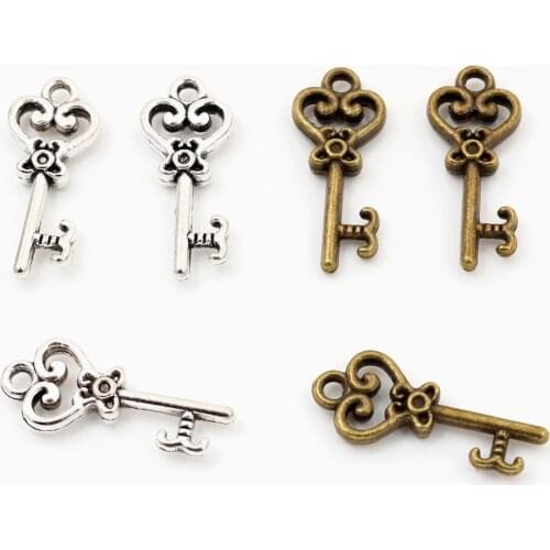15pcs Charms vintage skeleton key 21x9mm Antique Making pendant fit,Vintage Tibetan Silver Plated Bronze,DIY bracelet necklace