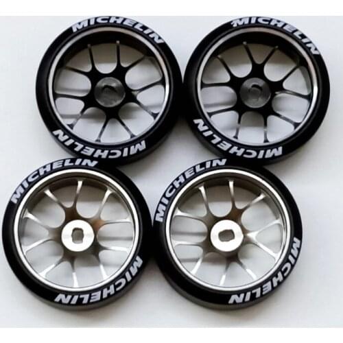 4pcs/ Set RC Mosquito Wheels Metal Wheelhubs with Drift Tires for HGD1 MINI-Q MINI-D MINI-ZDRZ