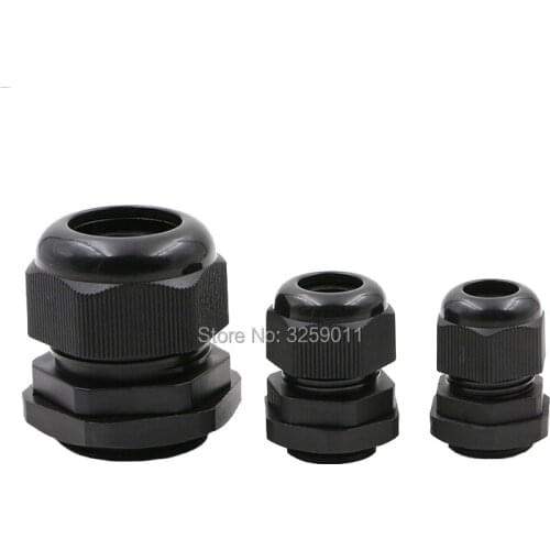 50PCS Cable Gland Nylon PA Waterproof Adjustable 3-50mm Cable Connectors Joints With Gaskets - M32 M36 M40 M50 M63 black
