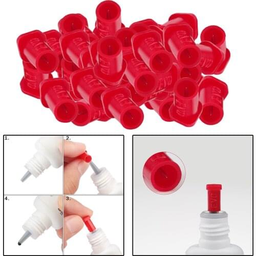 50 Pieces Eyelash Glue Bottle Blocking Needle Stopper Plug Durable Replacement Red