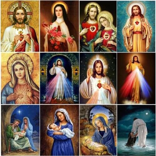 5D Diy Religion Diamond Painting Jesus Full Drill Embroidery Kit Portrait Mosaic Cross Stitch Kit Home Decoration Faith Gifts