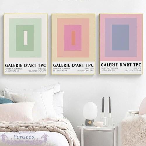 Abstract Pink Purple Pastel Color Block Posters and Prints Nordic Midcentury Canvas Painting Wall Art Pictures Modern Home Decor
