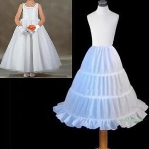 3 Hoops White A-Line Skir Top Quality Petticoat Child Made Flower Girl Dress Puffy Child Underskirt Elastic Waist
