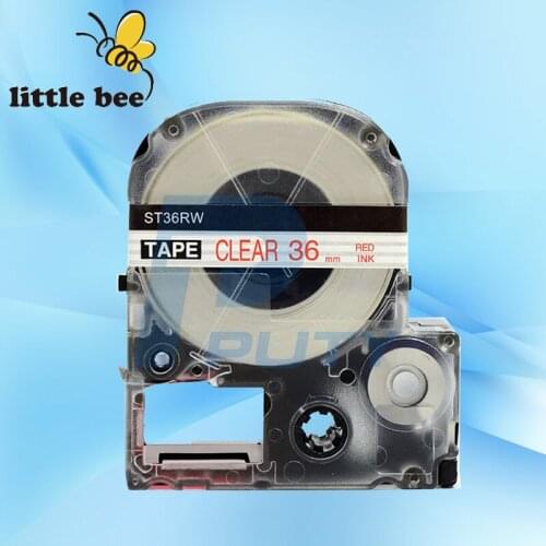 Free shipping1Pc Compatible for EPSON LC-7TRN, 36mm*8M red on Clear label tape