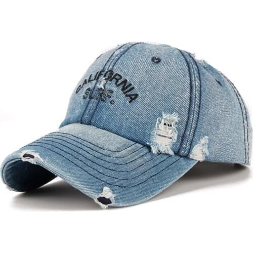 SHATANGJU Winter Snapback Womens Distressed Hole Embroidery Female Four Seasons Leisure Cowboy Hat Baseball Cap For Women Men