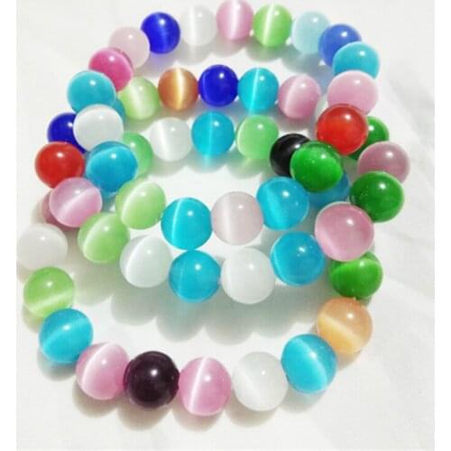 8/10/12mm Natural Rainbow Opal Stone Cat Eye Beads Bracelet & Bangle for Women Girl Yoga Meditation Jewelry Enery Jewelry
