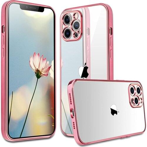 Luxury Electroplate Edge Case For iPhone 12 11Pro Max XR X XS Max 7 8 Plus SE Full Camera Protection Soft TPU Transparent Bumper