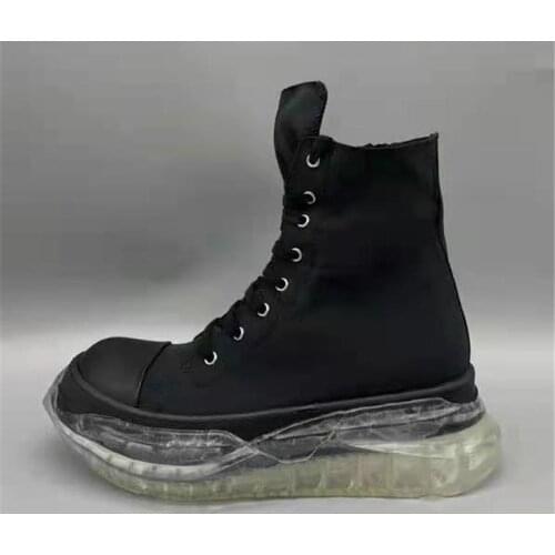 Breathable Canvas Boots High Street Military Boots Man Transparent Bottom Male Ankle Boots 18#20/10d50