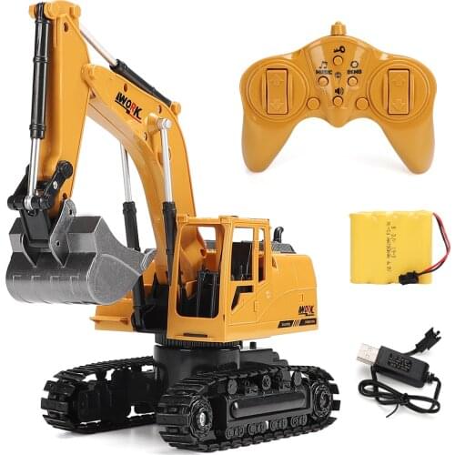 Remote Control Excavator RC Construction Vehicles 8 Channel 2.4G Full Function Digger Toys with Sound and Lights