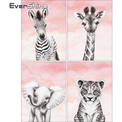 EverShine Diamond Embroidery Elephant Mosaic Kits Rhinestones Art Diamond Painting Animal Cross Stitch Decor For Home Needlework