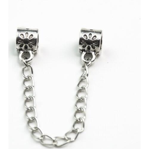 European Silver Plated Safety Chain Beads Diy Bead Charms Fit Charms Bracelets & Bangles