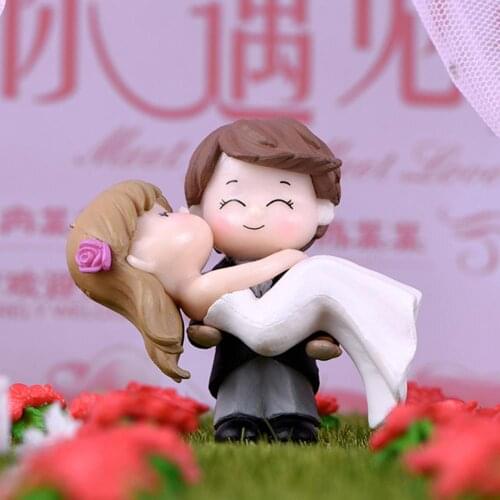Mini Fairy Garden Crafts Decorations Sweet Couple Bride Groom Model Miniature Landscape Wedding Decorative Ornament Artificial