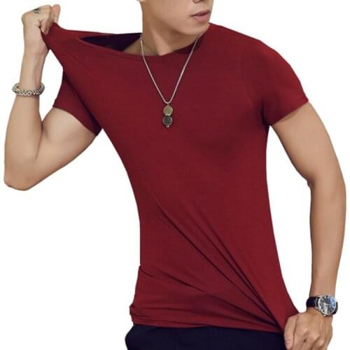 Summer solid color mens T-shirt short sleeve mens T-shirt