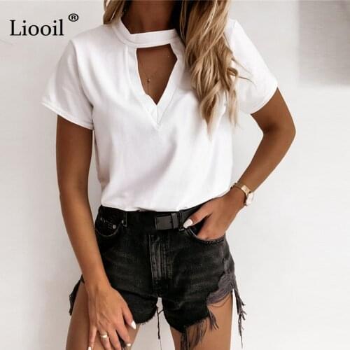 Женские хлопковые футболки Liooil China At AliExpress