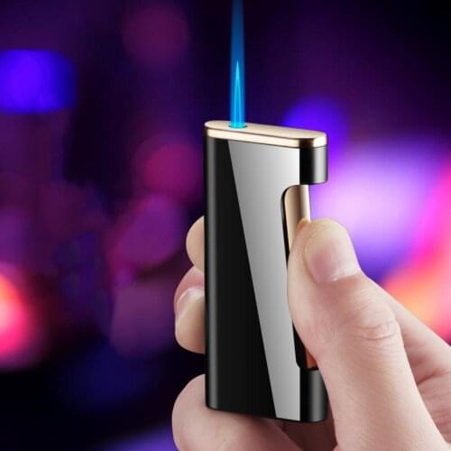 Metal Turbo Lighter Fashion Windproof Blue Flame Side Pressure Ignition Gas Lighter Cigarette Accessories Mens Gifts
