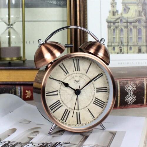 Nordic Metal Alarm Clock With Night Light Bedroom Snooze Table Clock White-collar Worker Student Quartz Alarm Clocks Home Time