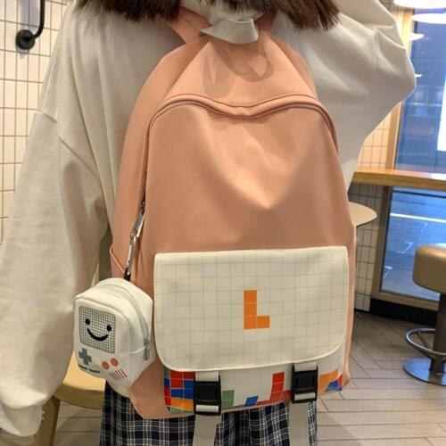 Cute Women School Bag Girls Nylon Travel Rucksack Anti Theft Bookbag Patchwork Female Bagpack Waterproof Ladies Backpack Mochila