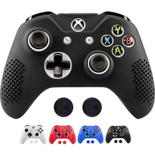Soft Anti-slip Silicone Case Cover Protector Skins for Microsoft Xbox One X & Xbox One S Controller with 2 Thumb Stick Grip Caps
