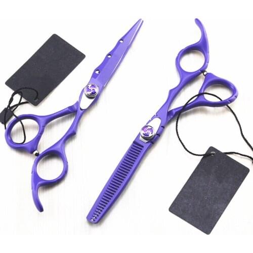 Custom new Japan 440c voilet Piano paint cutting barber makas thinning scisor cut hair scissor shears hairdressing scissors set