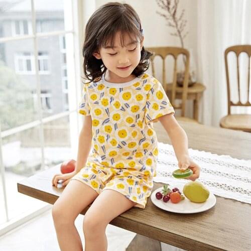 Girls Clothes Children Pajamas Kids Boys Clothes Set Sleepwear Toddler Homewear Cartoon Summer Pyjamas Short Sleeve Cotton Suit