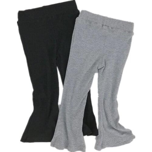 Autumn baby girls solid color bell-bottomed pants kids cotton casual flared trousers clothes girls flare bottoms 4134 01