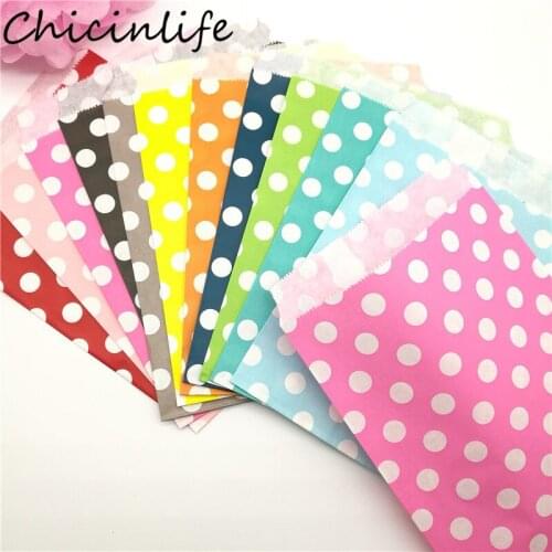Chicinlife 25Pcs 13x18cm Polka Dot Kraft Paper Bags Candy Cookies Popcorn Food Gifts Bag Wedding Birthday Party Decor Supplies