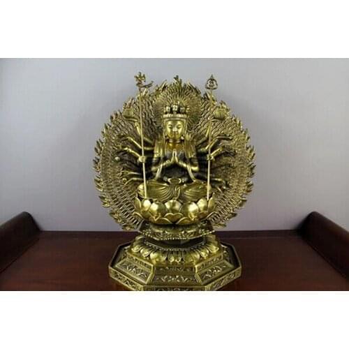 Song voge gem S1405 Buddhasim brass copper 1000 Armed Avalokitesvara kwan-Yin GuanYin buddha statue