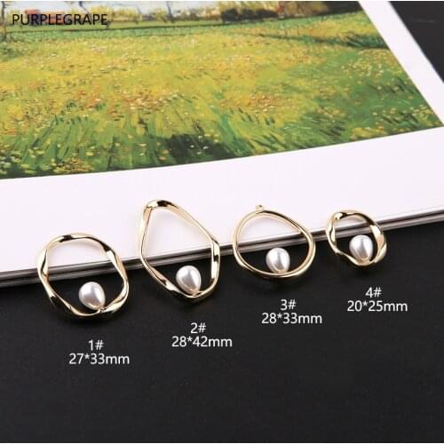 DIY Earrings Jewelry Accessories Pendant Hand Made Material Personality Irregularity Wave Oval Embedded Pearl 6pcs