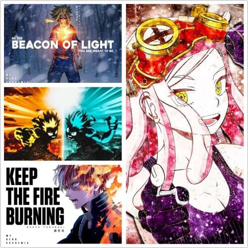 WTQ Retro Poster My Hero Academia Canvas Painting Anime Posters Wall Pictures Nordic Wall Decor Wall Art Picture Home Decor