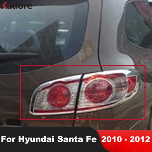 Rear Light Lamp Cover Trim For Hyundai Santa Fe 2010 2011 2012 ABS Chrome Taillight Frame Trims Car Styling Accessories 4pcs