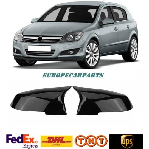 For Opel Astra H 2004-2014 Bat Mirror Cover Piano Black 2 pieces