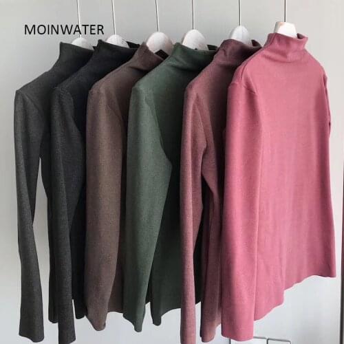 MOINWATER New Warm Base Shirts Lady Fashion Elastic Tees Long Sleeve T shirt Tops for Women MLT1921