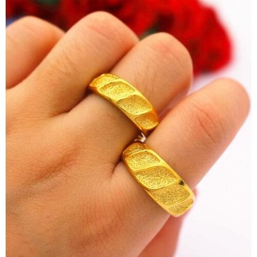 VAMOOSY 24K Gold Proposal Ring Open Frosted Couple Rings for Men Women Index Finger Ring Finger Bring Happiness Freeshipping