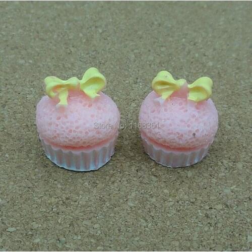1pcs/lot resin light pink bow cake 14mm Cabochons Scrapbooking Hair Bow Center Card Frame Making Craft DIY B010-7