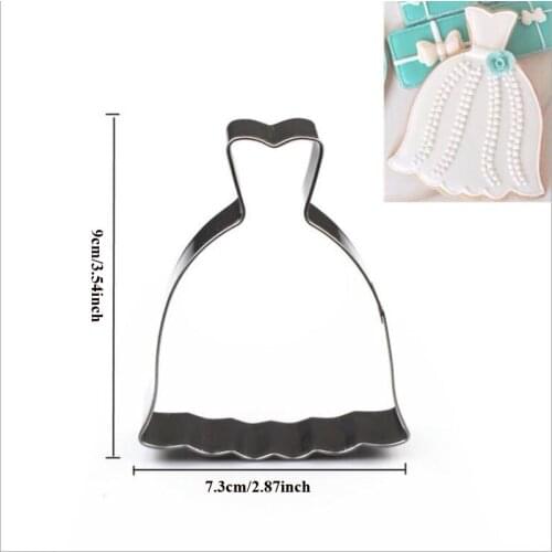 1pcs wedding dress Metal Cookie Cutter Fondant Cake Decor sugar craft Pastry Biscuit tool cupcake topper bread mold