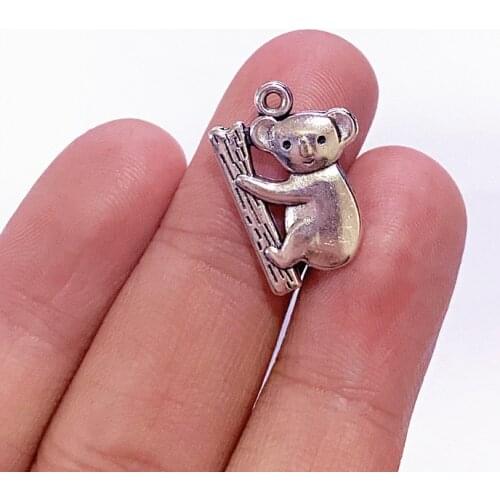 10pcs 20x14mm 3D Koala Charm Antique Silver Color Tone For DIY Jewelry Making Necklace Pendant Accessories Handmade Craft