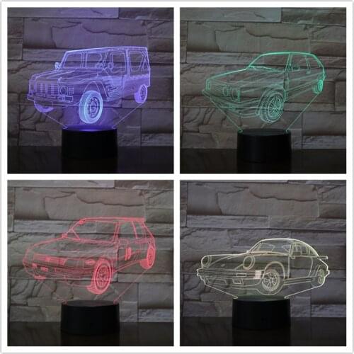 3D Car Desgin Model Night Lamp Transparent Galaxlux Night Light 7 Colors Changing Nightlight 3D Office Decor Table Light