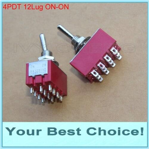 5pcs/Lot 4PDT 12Pins 2Position ON-ON Miniature Rocker Toggle Switch,12 solder lug,Top Quality