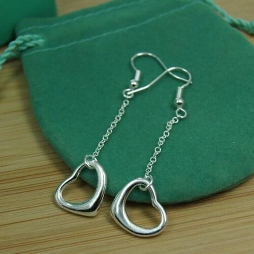 925 Sterling Silver Hollow Heart Drop Earrings For Woman Wedding Engagement Fashion Party Charm Jewelry Gift