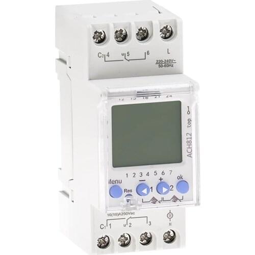 ACH 812 Programmable Timer 2Channel Changeover Contacts Digital Timer Switch with Battery