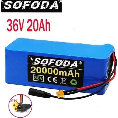 36V 10S4P 20Ah 1000W high capacity 42V 18650 lithium battery pack 20000mAh electric bicycle scooter with BMS XT60 Plug