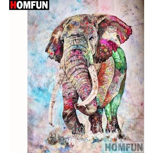 HOMFUN 5D Diamond Painting Full Drill Diamond Embroidery "Colorful elephant" Picture Of Rhinestone Handmade Home Decor A18147