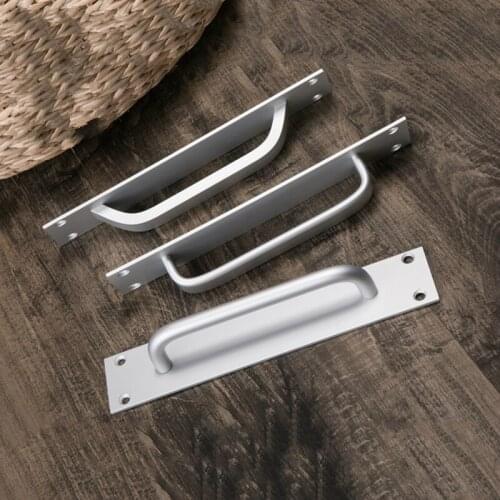 Aluminium Alloy Black Door Handles Balcony Bedroom Kitchen Door Pulls Silver White Furniture Handle Door Hardware