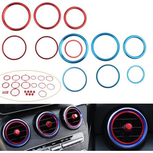 Car Air Vent Rings Cover Metal Trim For Mercedes Benz C Class GLC C200L 180L GLC260 21Pcs/Set Decoration Ring