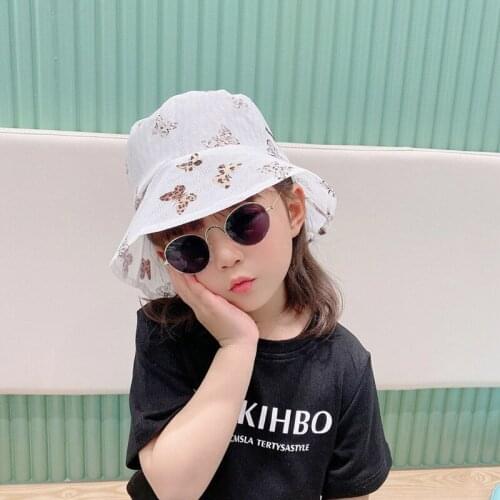 Free Shipping 1pcs Korean fashion lace transparent Girls spring summer breathable Organza fisherman hat Princess basin hat 2-8y