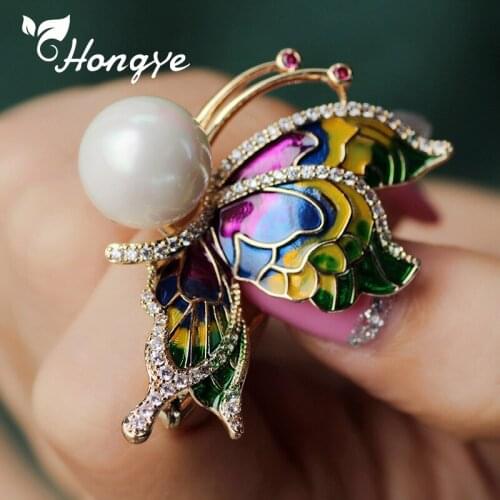 Big New Elegant Colorful Animal Brooch Freshwater Pearl Pin Romantic Wedding Bride Butterfly Large Brooches for Woman Jewelry