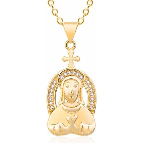 Personality Stainless Steel Necklace Cross Virgin Mary Pendant Necklace for Men Women Anniversary Jewelry Party Gifts